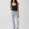 Crop-jeans med lav midje, lang og slank passform