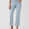 Crop-jeans med lav midje, lang og slank passform