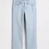 Crop-jeans med lav midje, lang og slank passform