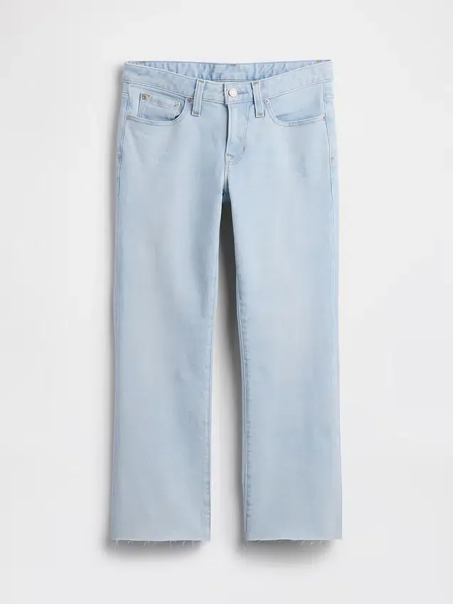 Crop-jeans med lav midje, lang og slank passform