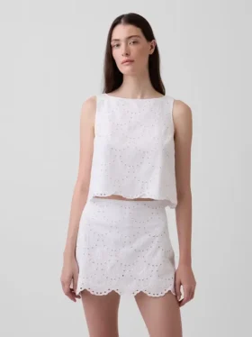 Crop-tanktop med hullmønster