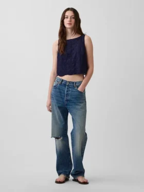 Crop-tanktop med hullmønster
