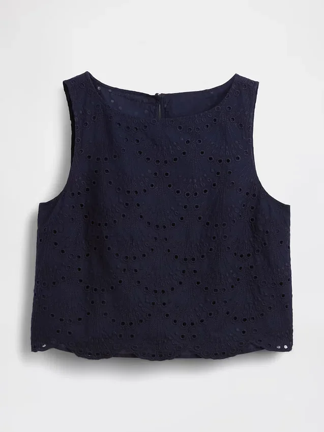 Crop-tanktop med hullmønster