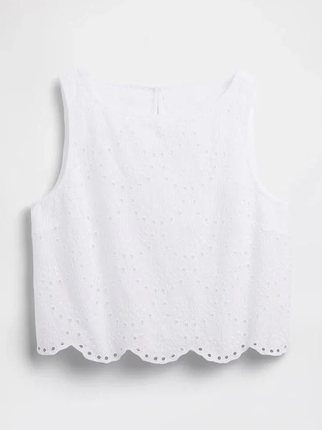 Crop-tanktop med hullmønster