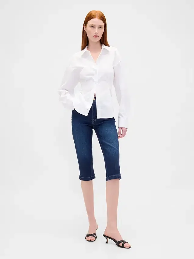 Cropped capri-Jeans med høy midje