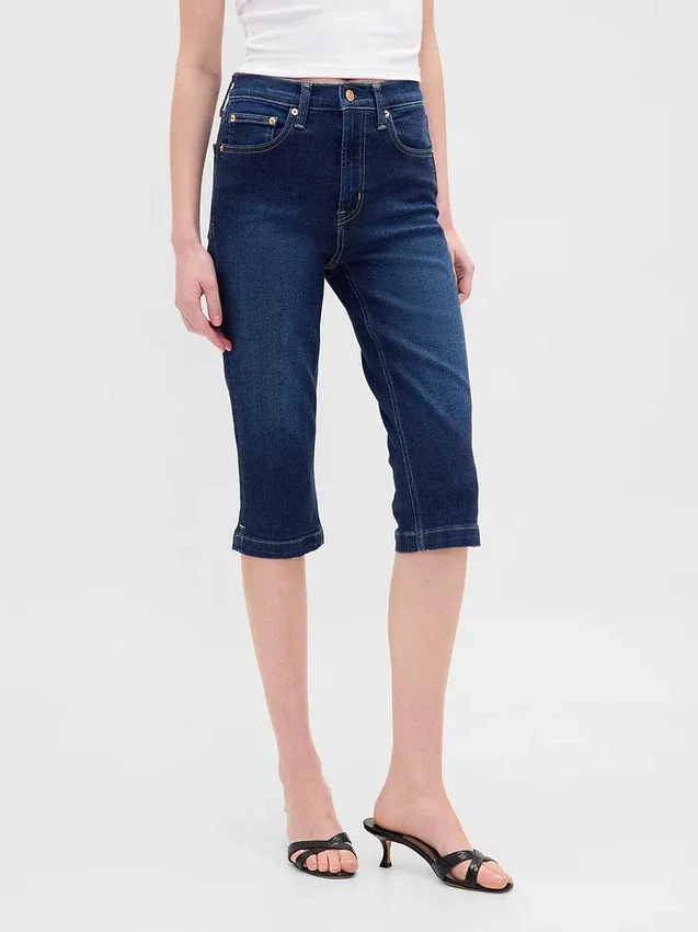Cropped capri-Jeans med høy midje