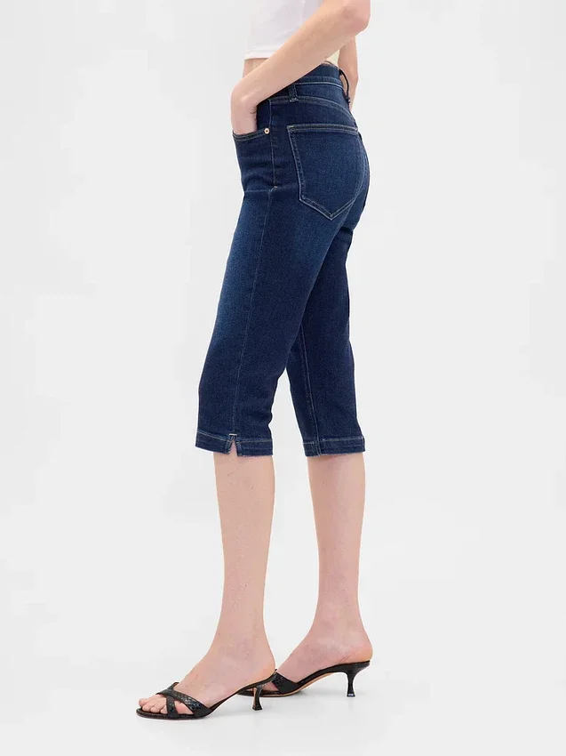 Cropped capri-Jeans med høy midje