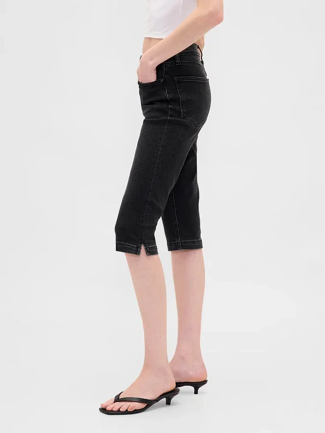 Cropped capri-Jeans med høy midje