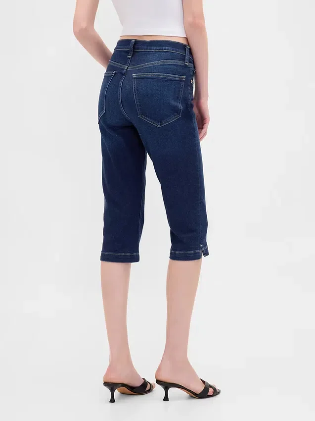 Cropped capri-Jeans med høy midje