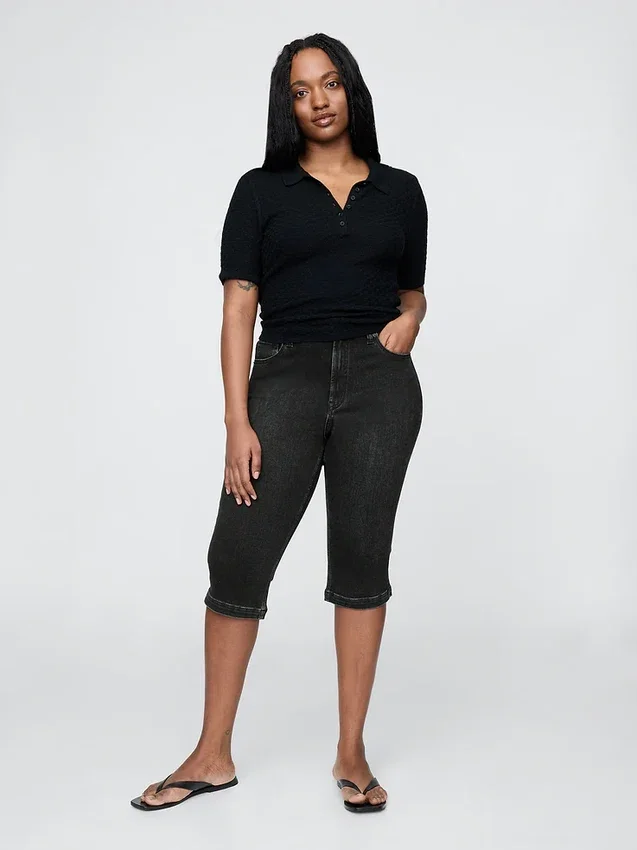 Cropped capri-Jeans med høy midje