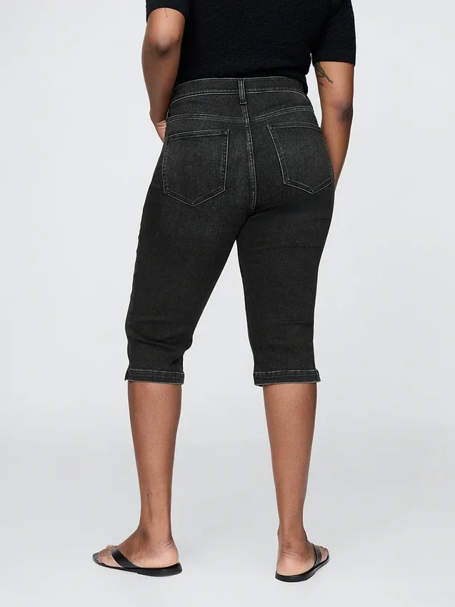 Cropped capri-Jeans med høy midje