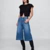 Culotte-Jeans med høy midje