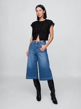 Culotte-Jeans med høy midje