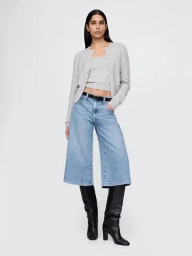 Culotte-Jeans med høy midje