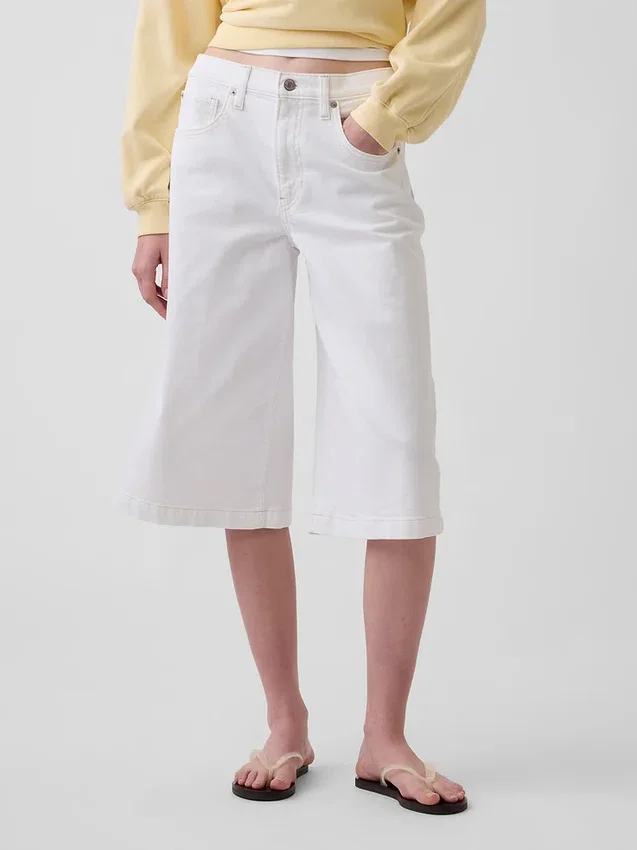 Culotte-Jeans med høy midje