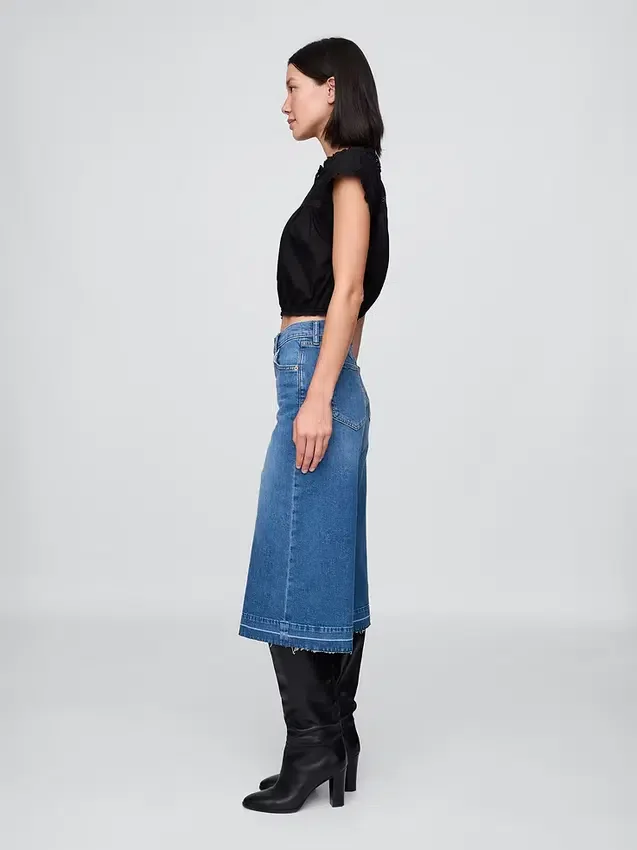 Culotte-Jeans med høy midje