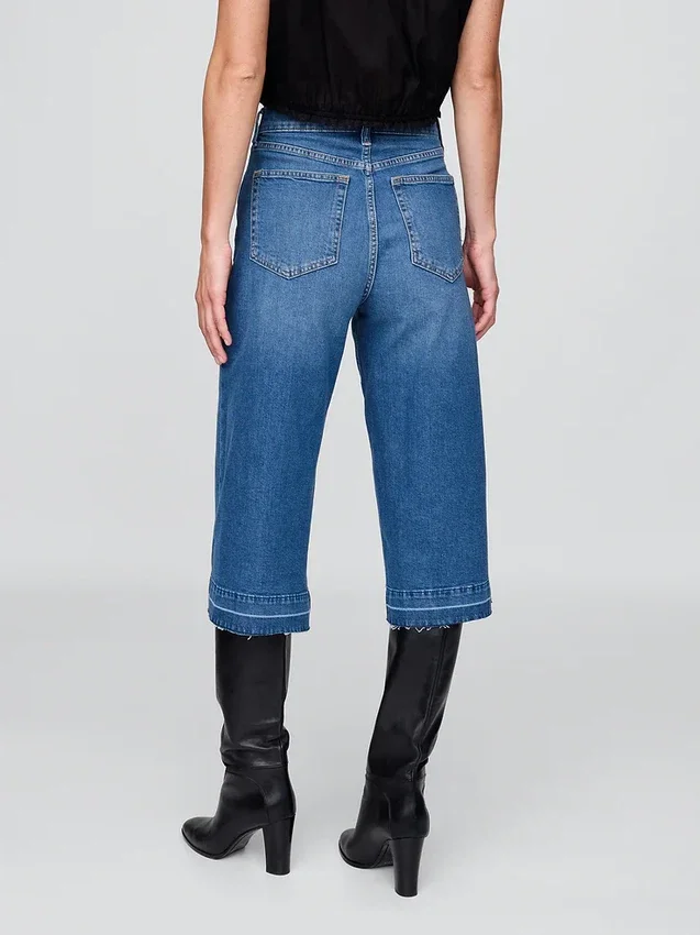 Culotte-Jeans med høy midje