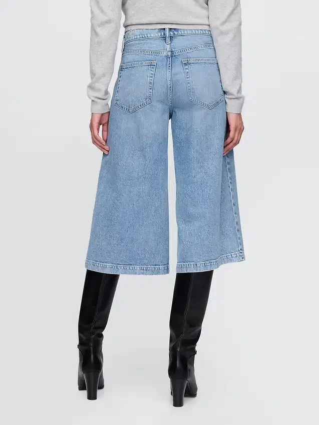 Culotte-Jeans med høy midje
