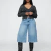 Culotte-Jeans med høy midje