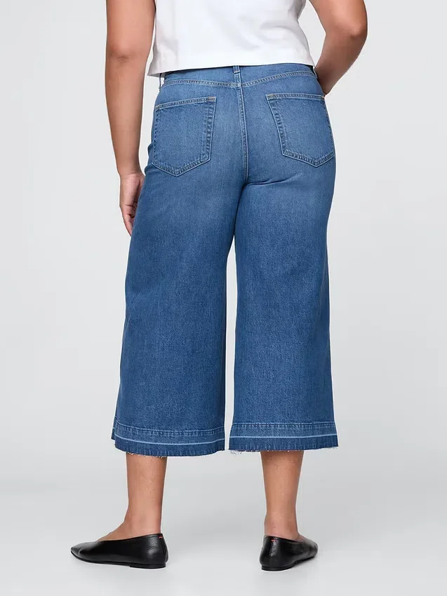 Culotte-Jeans med høy midje