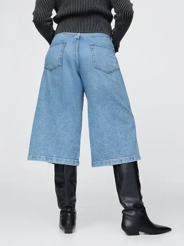 Culotte-Jeans med høy midje