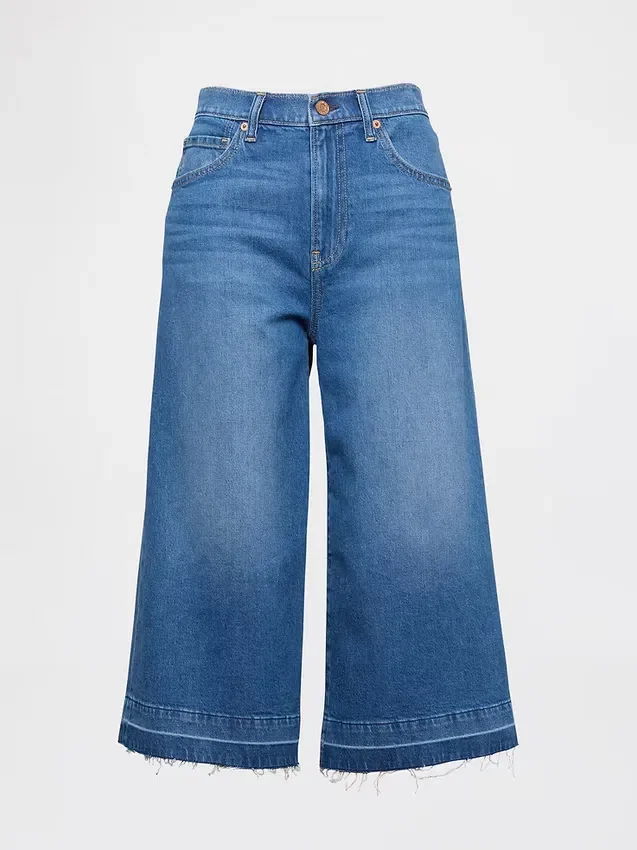 Culotte-Jeans med høy midje