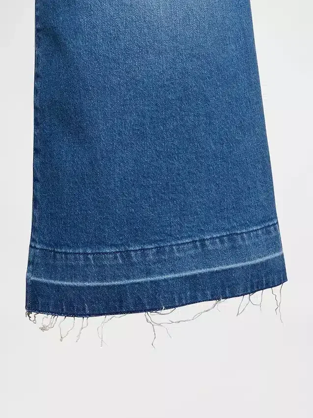 Culotte-Jeans med høy midje