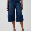 Culotte-jeans med høy midje og belte
