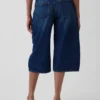 Culotte-jeans med høy midje og belte