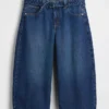 Culotte-jeans med høy midje og belte