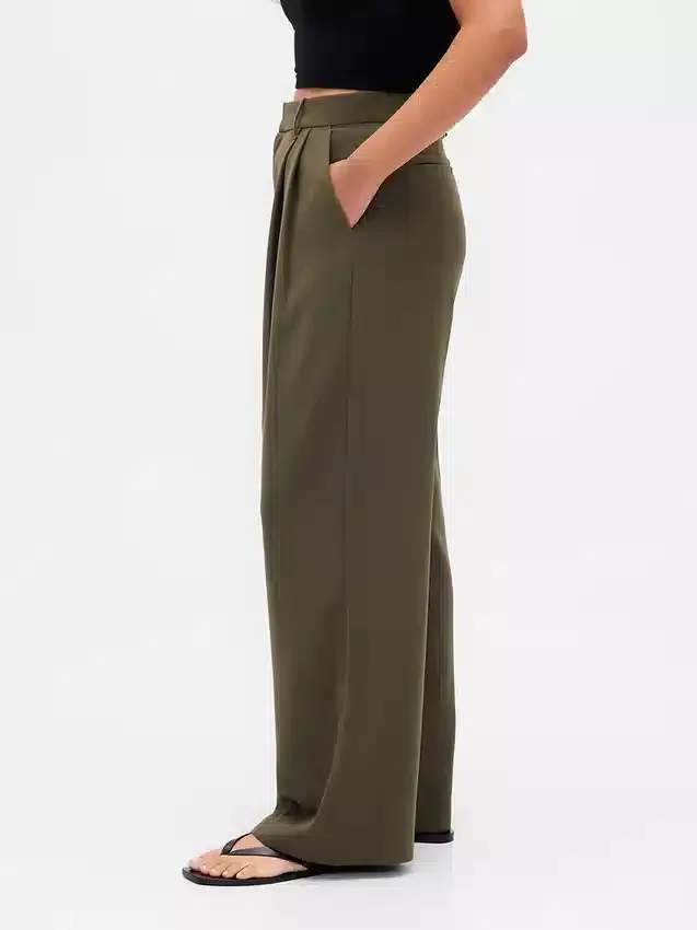 Curvy 365 høyt liv plisserte bukser