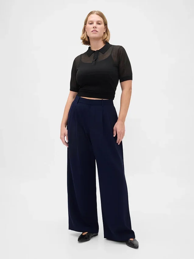 Curvy 365 høyt liv plisserte bukser