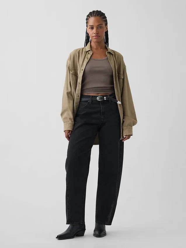 Curvy High Rise Barrel-Jeans