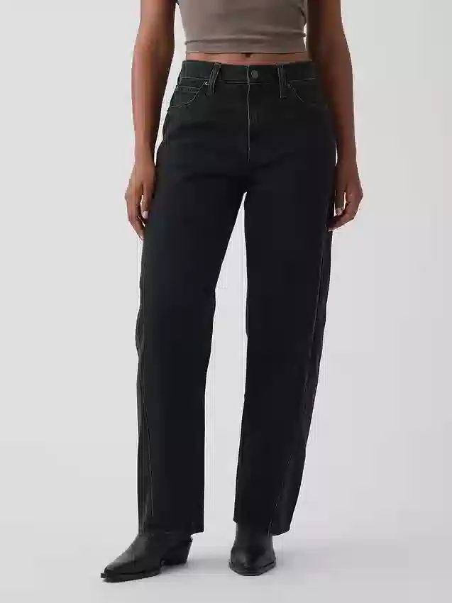 Curvy High Rise Barrel-Jeans