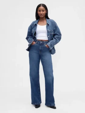 Curvy High Rise Stride-jeans med vide ben