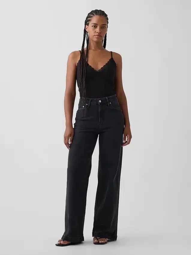 Curvy High Rise Stride-jeans med vide ben