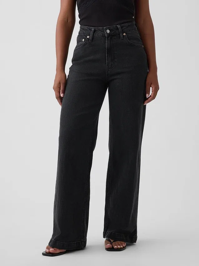 Curvy High Rise Stride-jeans med vide ben