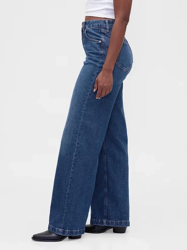 Curvy High Rise Stride-jeans med vide ben