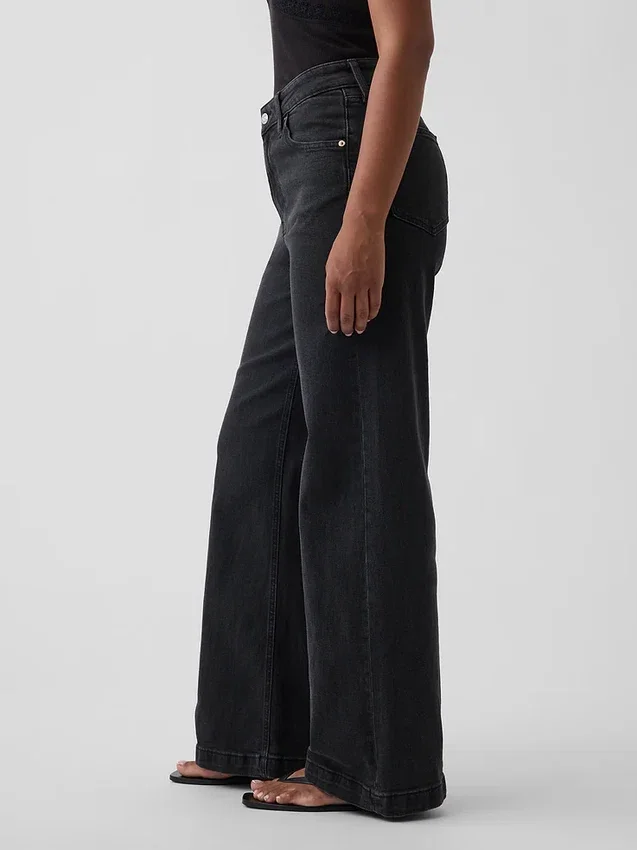 Curvy High Rise Stride-jeans med vide ben