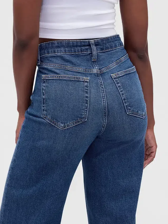 Curvy High Rise Stride-jeans med vide ben