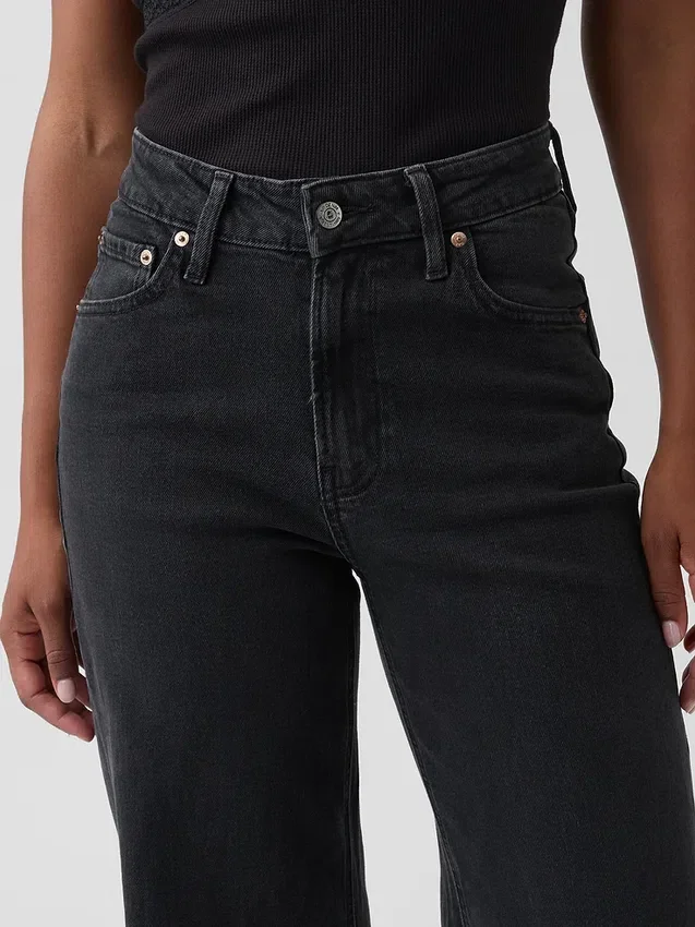 Curvy High Rise Stride-jeans med vide ben