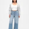 Curvy High Stride-jeans med vid benvidde og ankelhøyde