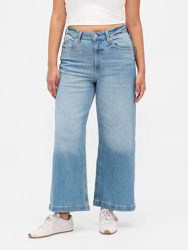 Curvy High Stride-jeans med vid benvidde og ankelhøyde