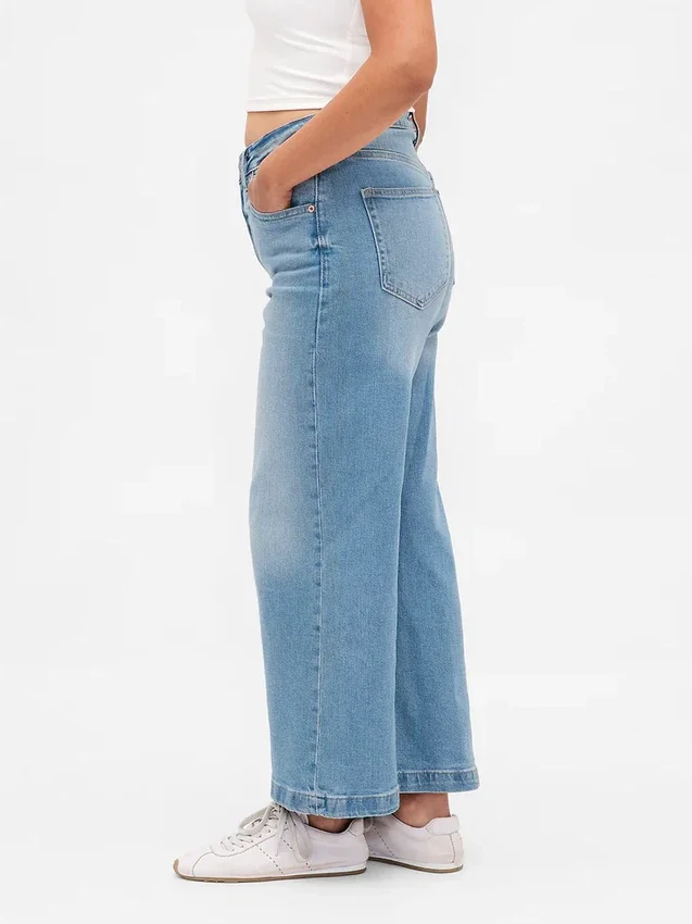 Curvy High Stride-jeans med vid benvidde og ankelhøyde