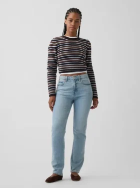 Curvy høyt liv '90-talls slanke, rette Jeans