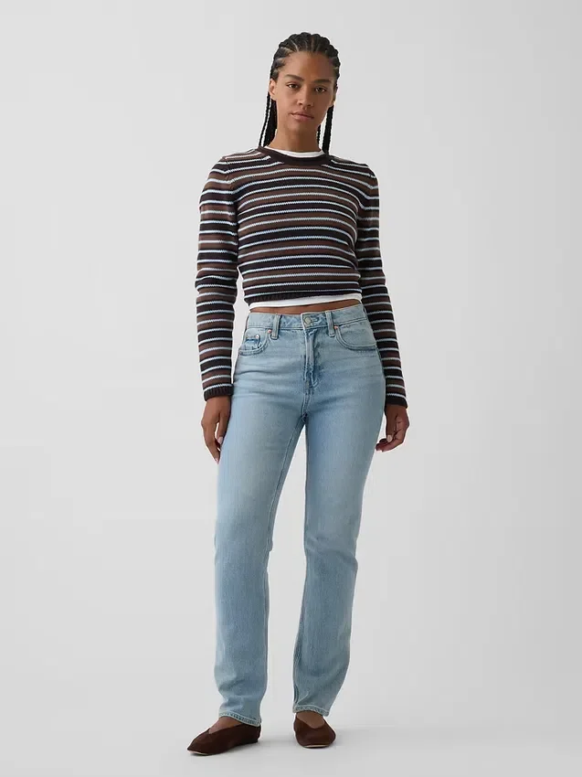 Curvy høyt liv '90-talls slanke, rette Jeans
