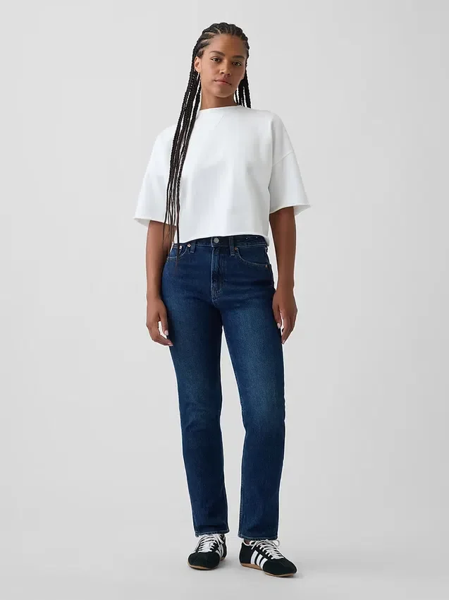 Curvy høyt liv '90-talls slanke, rette Jeans