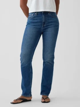 Curvy høyt liv ’90-talls slanke, rette Jeans