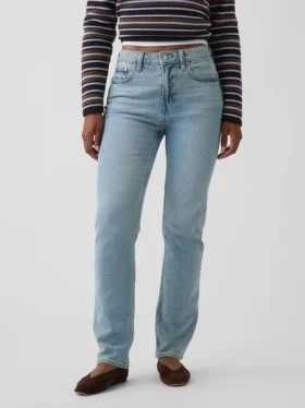 Curvy høyt liv ’90-talls slanke, rette Jeans