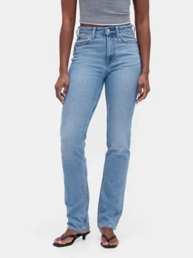 Curvy høyt liv ’90-talls slanke, rette Jeans